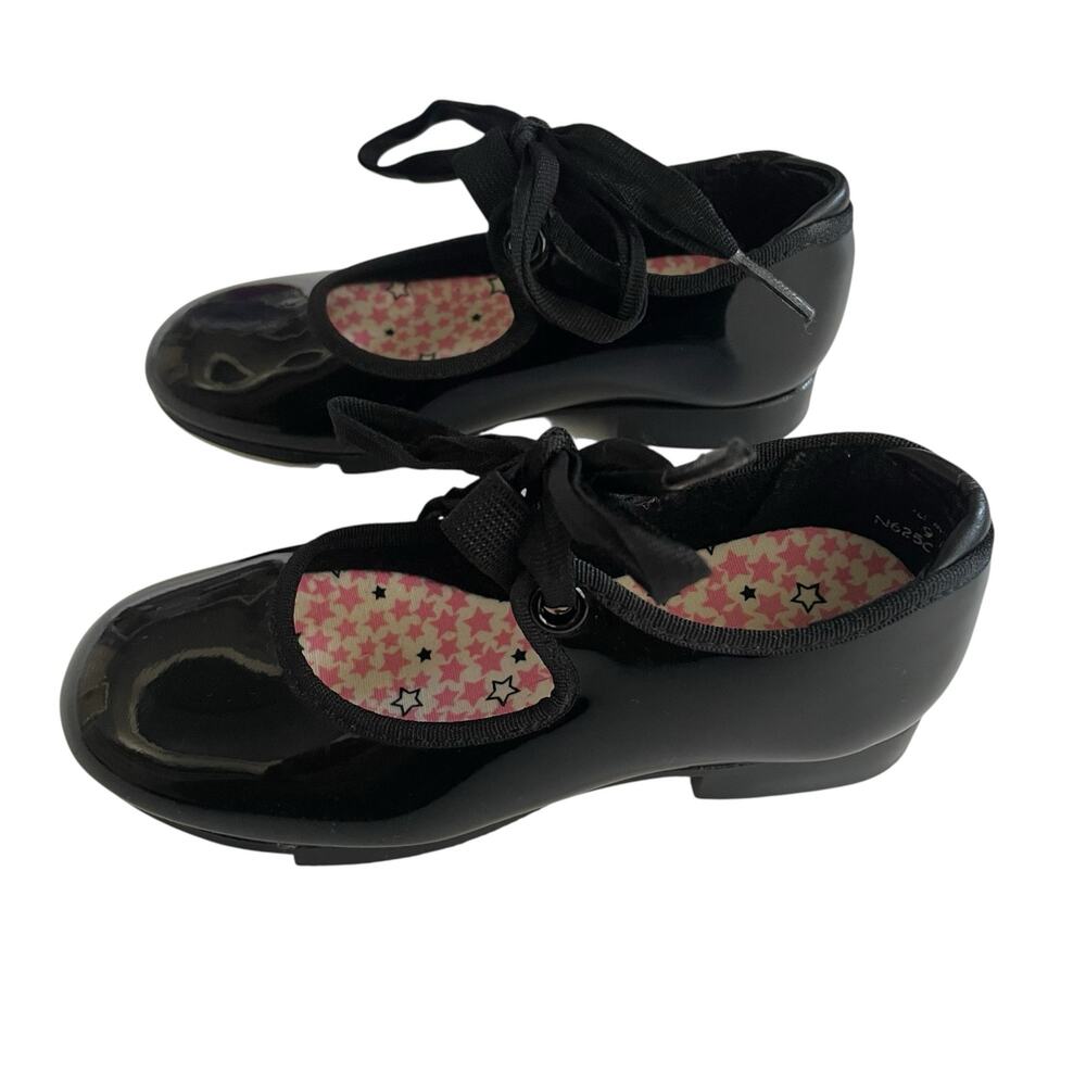 Capezio Jr. Tyette Tap Shoes Girls Size 9M Black Patent Tap Shoes (N625C) PAT9M
